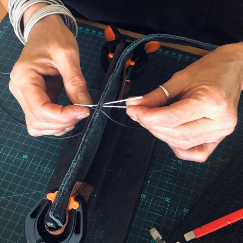 Ayla Leather Hand Stitching